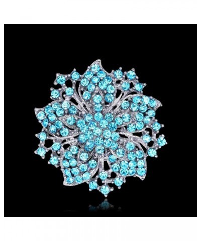 Fashion Jewelry Beautiful Silver Plated Rhinestone Crystal Brooch Pin for Woman blue $8.78 Brooches & Pins