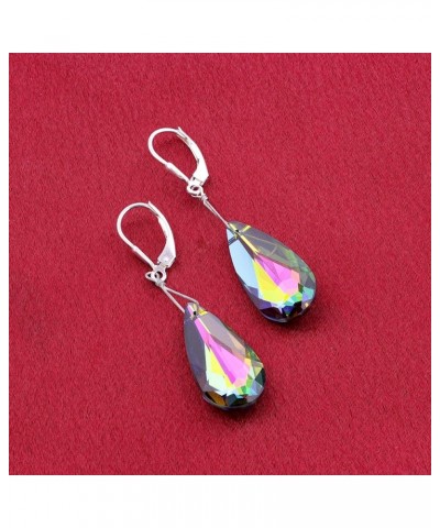 24mm Teardrop Austrian Crystals Handmade 925 Sterling Silver Leverback Drop Earrings for Women Vitral $15.51 Earrings