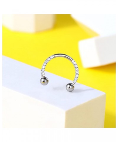 Titanium Septum Rings G23 Septum Jewelry Nose Rings Hoop 16G Clear CZ Horseshoe Daith Earrings Helix Earrings Tragus Piercing...