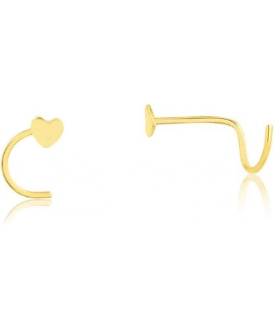 18k Solid Yellow Gold Tiny Nose Stud Bone L Shape Heart 2.5 mm Shaped Nose Piercing $19.46 Body Jewelry