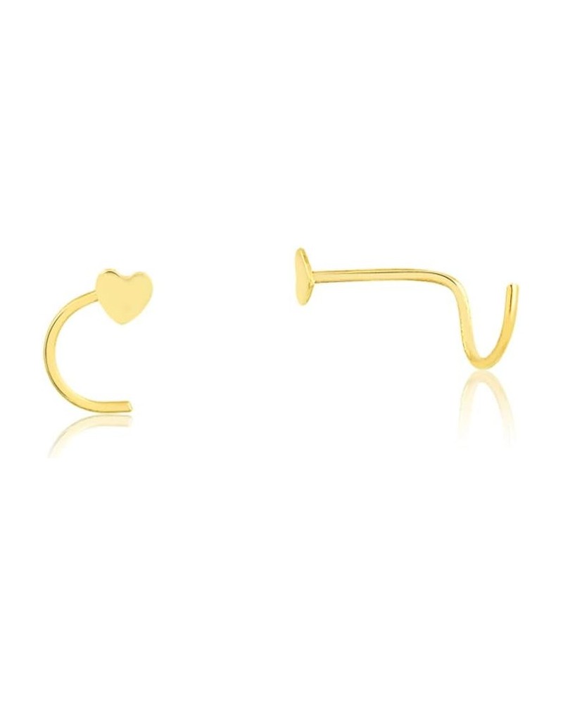 18k Solid Yellow Gold Tiny Nose Stud Bone L Shape Heart 2.5 mm Shaped Nose Piercing $19.46 Body Jewelry