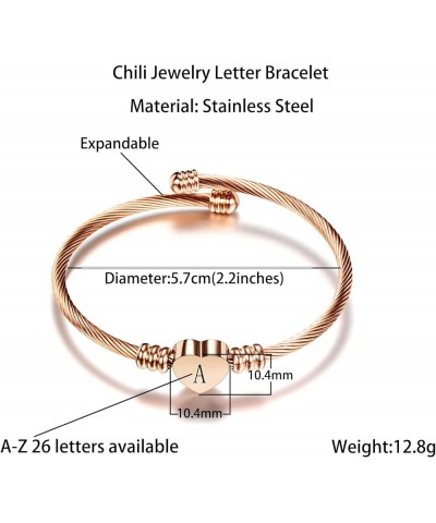 Rose Gold Women Girls Heart Initial A-Z Letter Cuff Bracelets Name Expandable Bangle Bracelet Birthday Gifts M $6.38 Bracelets