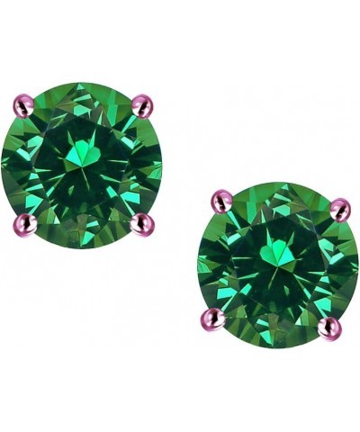 Solid 14K Gold 6mm Round Screw Back Stud Earrings Simulated Emerald Rose Gold $136.49 Earrings