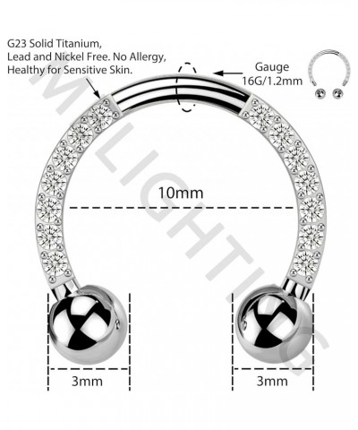 Titanium Septum Rings G23 Septum Jewelry Nose Rings Hoop 16G Clear CZ Horseshoe Daith Earrings Helix Earrings Tragus Piercing...