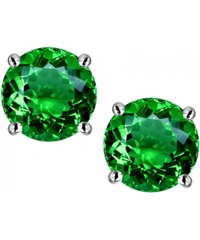 Solid 14K Gold 6mm Round Screw Back Stud Earrings Simulated Emerald Rose Gold $136.49 Earrings