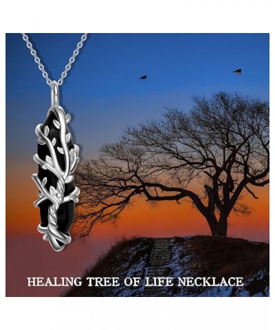 Tree of Life Necklace Sterling Silver Cross Tree of Life Pendant Necklace Mother of Pearl Tree of Life Jewelry for Women blac...