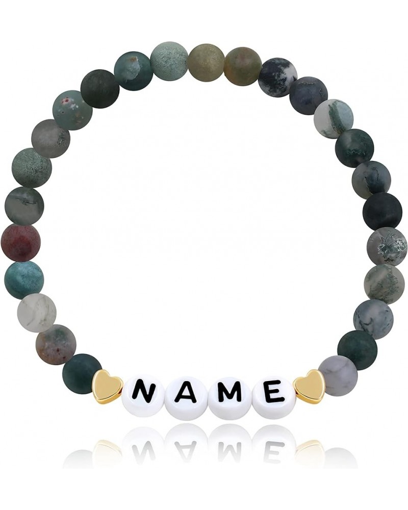 Handmade Amazonite Bracelet Personalized Name Strand Bracelet for Women Girls, Custom Name Letters Numbers Bracelets for Best...