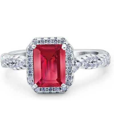 Art Deco Emerald Cut Infinity Wedding Bridal Ring Round Simulated Cubic Zirconia 925 Sterling Silver Simulated Ruby CZ $10.32...