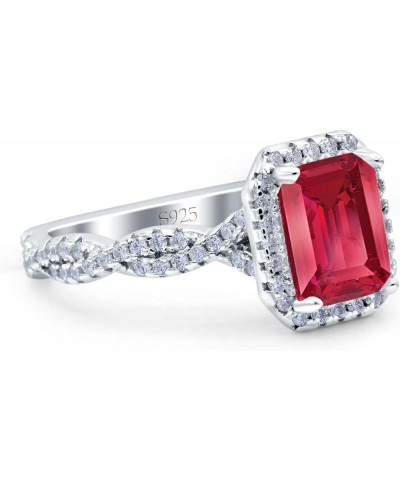 Art Deco Emerald Cut Infinity Wedding Bridal Ring Round Simulated Cubic Zirconia 925 Sterling Silver Simulated Ruby CZ $10.32...