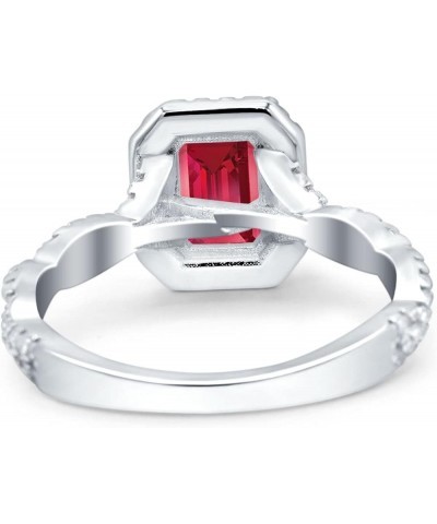 Art Deco Emerald Cut Infinity Wedding Bridal Ring Round Simulated Cubic Zirconia 925 Sterling Silver Simulated Ruby CZ $10.32...