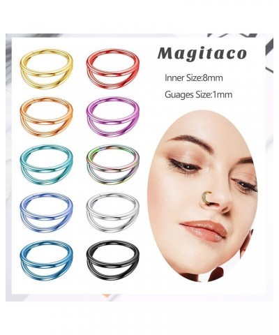 10 PCS 16G 18G Septum Rings 316L Stainless Steel Hinged Segment Ring Lip Rings Cartilage Helix Conch Tragus Daith Piercing Se...