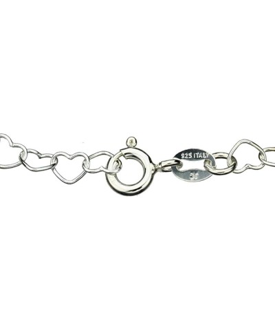 Sterling Silver Heart Link Nickel Free Chain Bracelet Anklet Italy Adjustable 11.0 Inches $8.50 Anklets