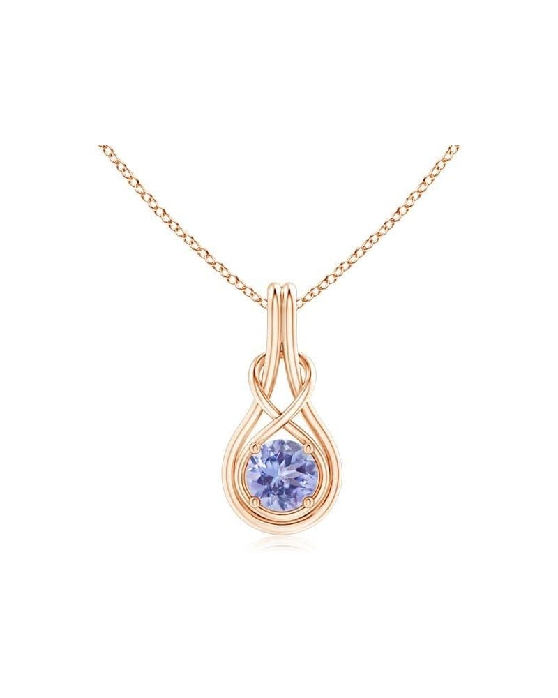 Natural Tanzanite Solitaire Infinity Pendant Necklace for Women, Girls in 14K Solid Gold/Platinum | December Birthstone | Jew...