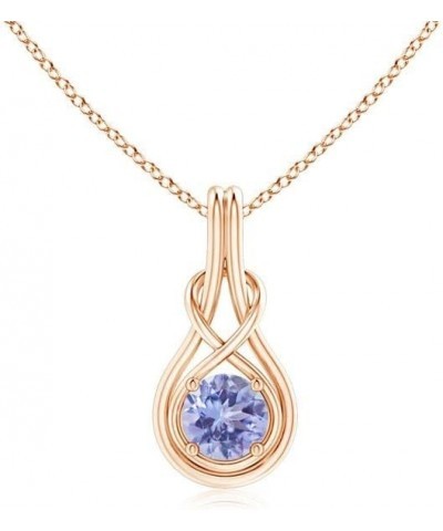 Natural Tanzanite Solitaire Infinity Pendant Necklace for Women, Girls in 14K Solid Gold/Platinum | December Birthstone | Jew...