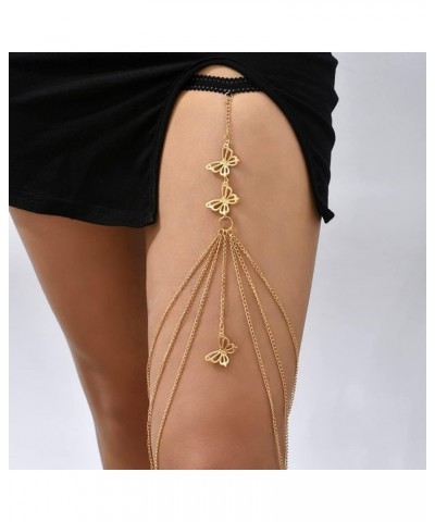 Boho Gold Silver Rhinestones Tassel Sexy Body Chain Layered Leg Chains Beach Nightclub Body Accessories Sexy Black Elastic Le...