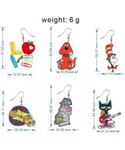 Cute Weird Animal Acrylic Drop Dangle Earrings，Funny Guitar Cat Dog Elephant School Bus Ruler Caterpillar Earring Lovely Pet ...