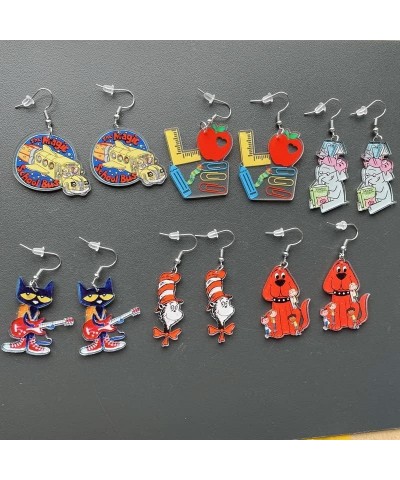 Cute Weird Animal Acrylic Drop Dangle Earrings，Funny Guitar Cat Dog Elephant School Bus Ruler Caterpillar Earring Lovely Pet ...