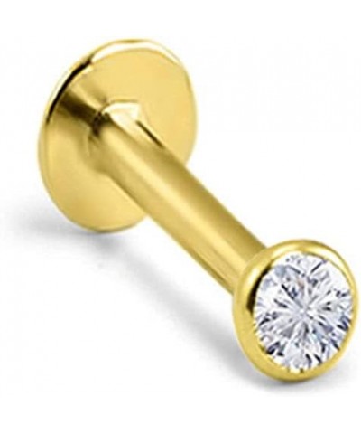 14k Solid Yellow Gold Threadless Push Pin Nose Ring Stud 1.5mm, 2mm, 2.5mm or 3mm Bezel CZ 18G, 16G 1.5mm CZ-16G-3/8" Post $2...