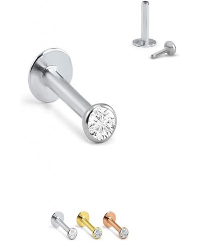 14k Solid Yellow Gold Threadless Push Pin Nose Ring Stud 1.5mm, 2mm, 2.5mm or 3mm Bezel CZ 18G, 16G 1.5mm CZ-16G-3/8" Post $2...