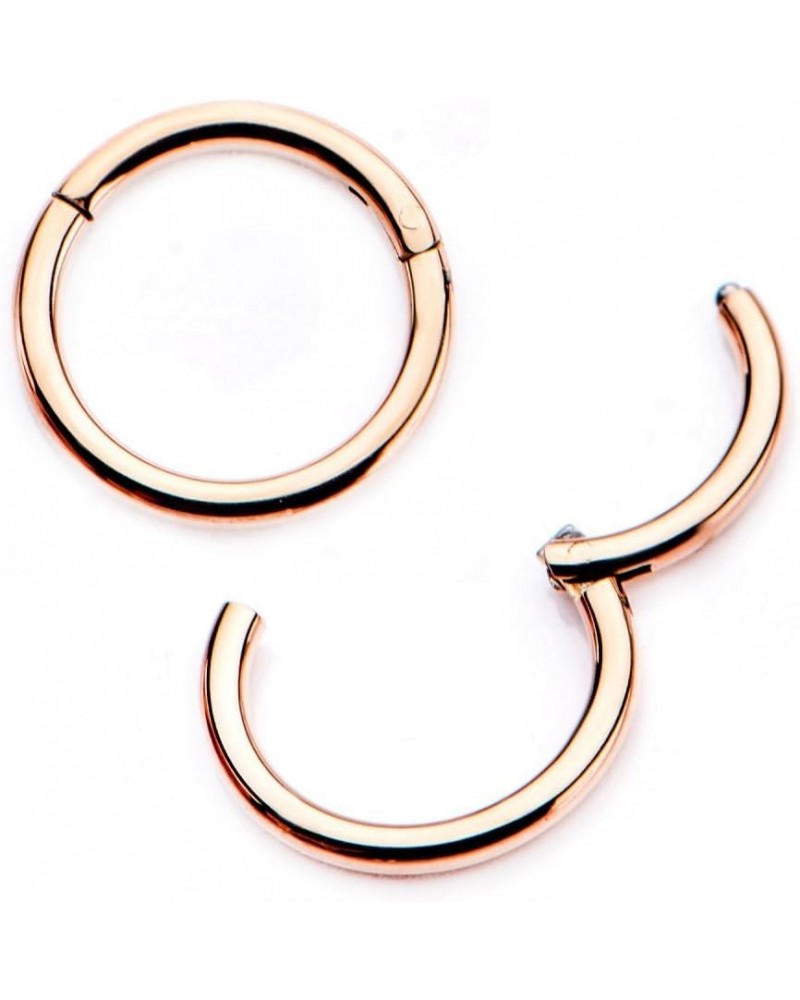 Rose Gold Titanium Anodized Precision 316L Surgical Steel Hinged Segment WildKlass Simply Clicker Rings 14 GA, Length: 10mm, ...