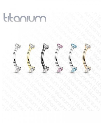 Dynamique Implant Grade Titanium Curved Barbells With Internally Threaded Prong Set CZ Ends (Sold Per Piece) L:8mm Aqua $11.9...