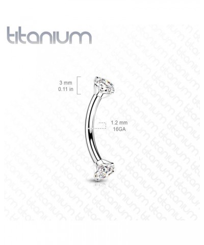 Dynamique Implant Grade Titanium Curved Barbells With Internally Threaded Prong Set CZ Ends (Sold Per Piece) L:8mm Aqua $11.9...