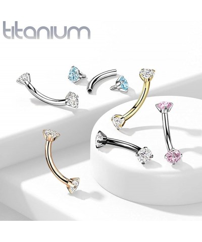 Dynamique Implant Grade Titanium Curved Barbells With Internally Threaded Prong Set CZ Ends (Sold Per Piece) L:8mm Aqua $11.9...