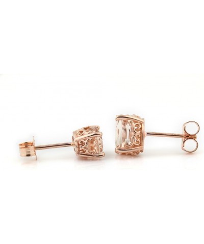 Solid 14k Rose Gold Morganite Stud Earrings 7x5mm Oval $100.19 Earrings