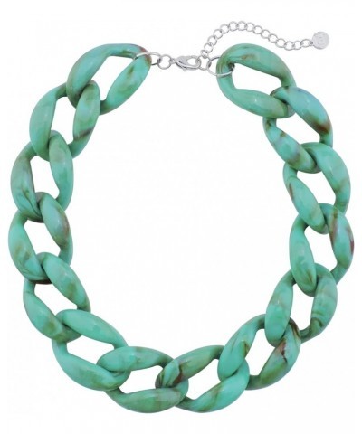 Chunky Acrylic Necklace Smooth Chain Link Cool Statement Choker Cuban Style Jewelry Gift for Women Girls Teal and brown $10.5...