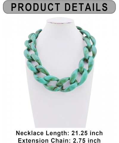 Chunky Acrylic Necklace Smooth Chain Link Cool Statement Choker Cuban Style Jewelry Gift for Women Girls Teal and brown $10.5...