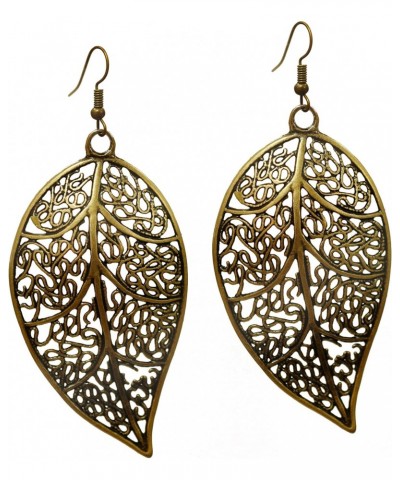 Filigree Leaf Earrings - Delicate Lightweight Bronze Plated Aspen Cutout bronze earrings for women (earring2001) $8.24 Earrings