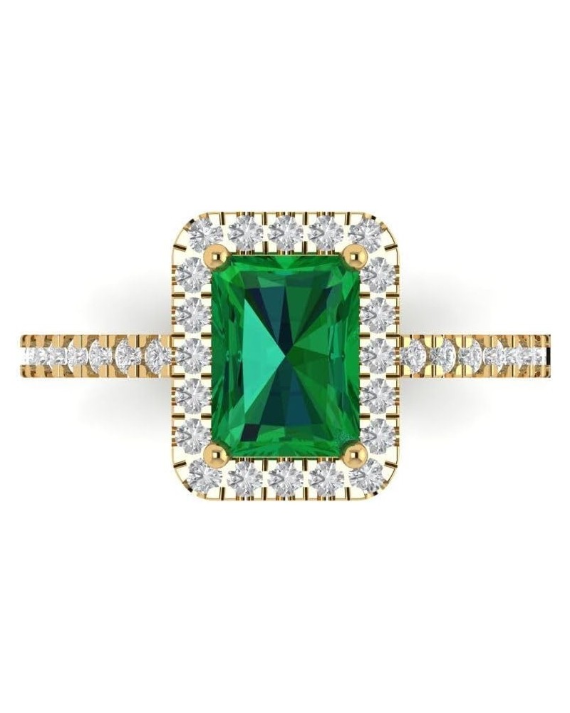 1.79ct Emerald Cut Solitaire with accent Simulated Green Emerald Engagement Promise Anniversary Bridal Ring 14k Yellow Gold $...