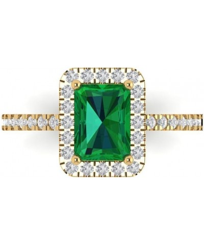 1.79ct Emerald Cut Solitaire with accent Simulated Green Emerald Engagement Promise Anniversary Bridal Ring 14k Yellow Gold $...