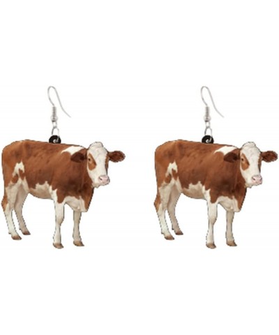 Funny Acrylic Animals Dangle Earrings Cute Cows Hens Ducks Frogs Acrylic Drop Earrings Party Jewelry for Women Girls Brown Co...