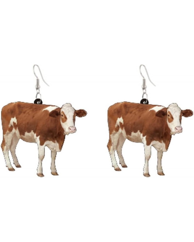 Funny Acrylic Animals Dangle Earrings Cute Cows Hens Ducks Frogs Acrylic Drop Earrings Party Jewelry for Women Girls Brown Co...