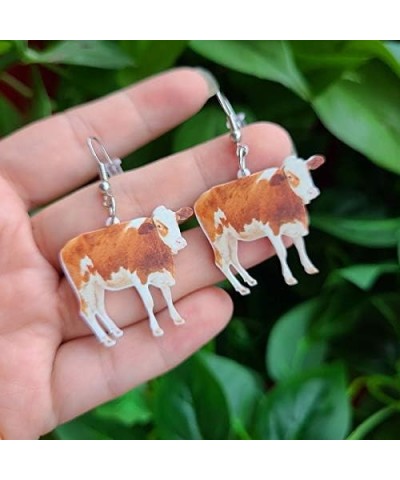 Funny Acrylic Animals Dangle Earrings Cute Cows Hens Ducks Frogs Acrylic Drop Earrings Party Jewelry for Women Girls Brown Co...