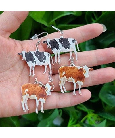 Funny Acrylic Animals Dangle Earrings Cute Cows Hens Ducks Frogs Acrylic Drop Earrings Party Jewelry for Women Girls Brown Co...