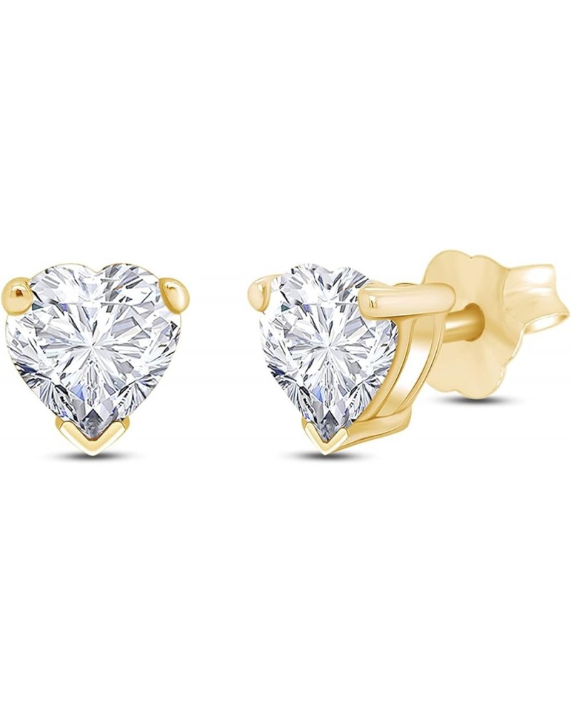 6 MM Heart Shape Simulated Birthstone Stud Earrings In 14K Yellow Gold Over Sterling Silver White cubic-zirconia $19.97 Earrings