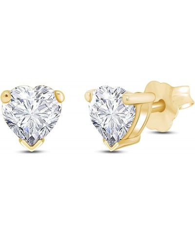 6 MM Heart Shape Simulated Birthstone Stud Earrings In 14K Yellow Gold Over Sterling Silver White cubic-zirconia $19.97 Earrings