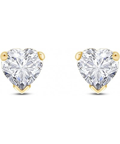 6 MM Heart Shape Simulated Birthstone Stud Earrings In 14K Yellow Gold Over Sterling Silver White cubic-zirconia $19.97 Earrings