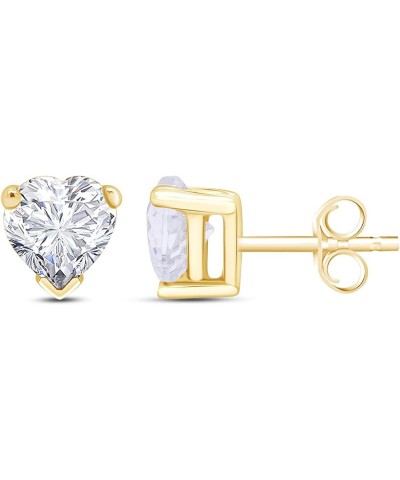 6 MM Heart Shape Simulated Birthstone Stud Earrings In 14K Yellow Gold Over Sterling Silver White cubic-zirconia $19.97 Earrings