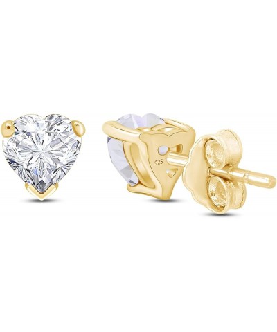 6 MM Heart Shape Simulated Birthstone Stud Earrings In 14K Yellow Gold Over Sterling Silver White cubic-zirconia $19.97 Earrings