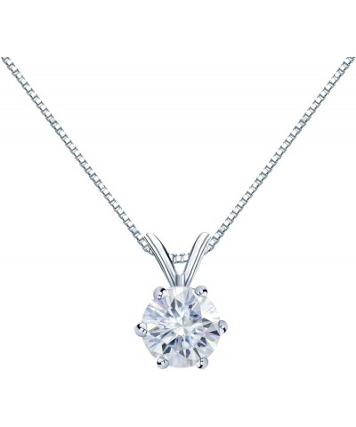 14K Gold Round 6-Prong Solitaire Moissanite Pendant Necklace (1/2 to 3 1/2ct TGW, White) 16 to 18-inch White Gold 1.5 carats ...