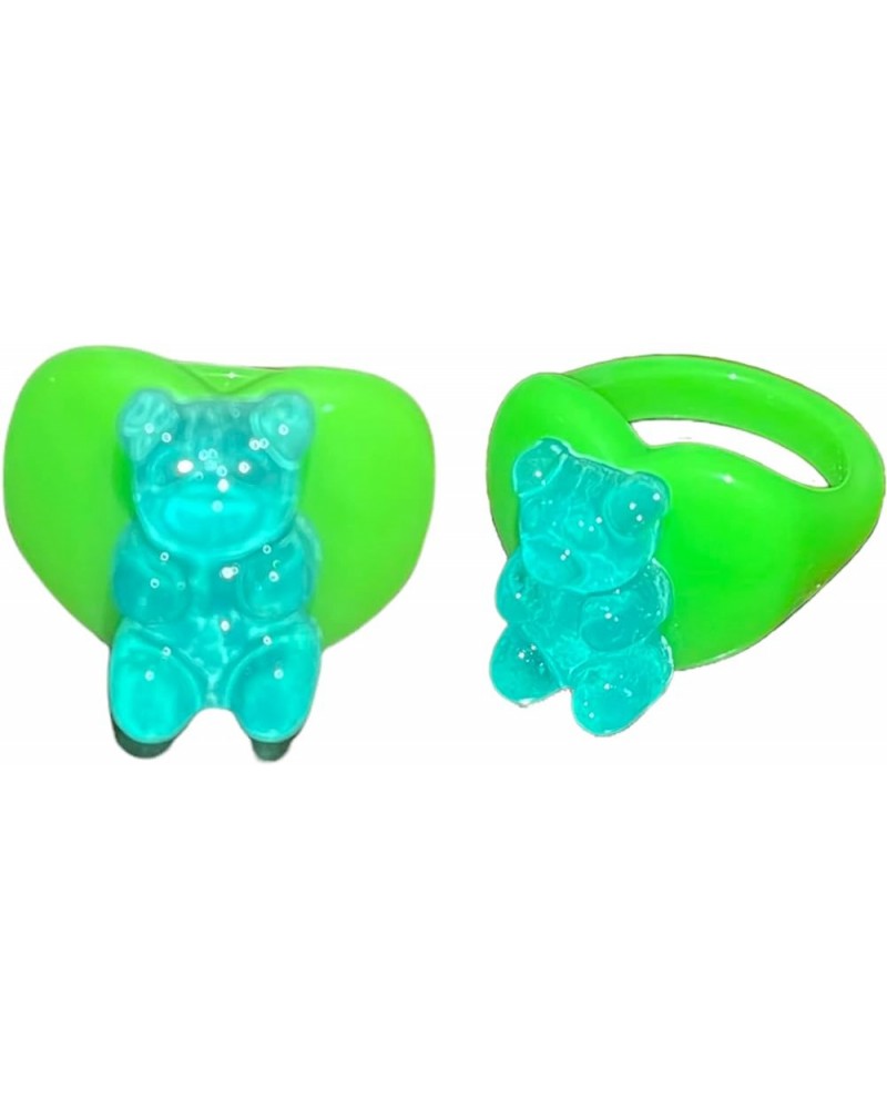 Heart Ring Vintage Ring Resin Rings Chunky Ring Green $12.26 Rings