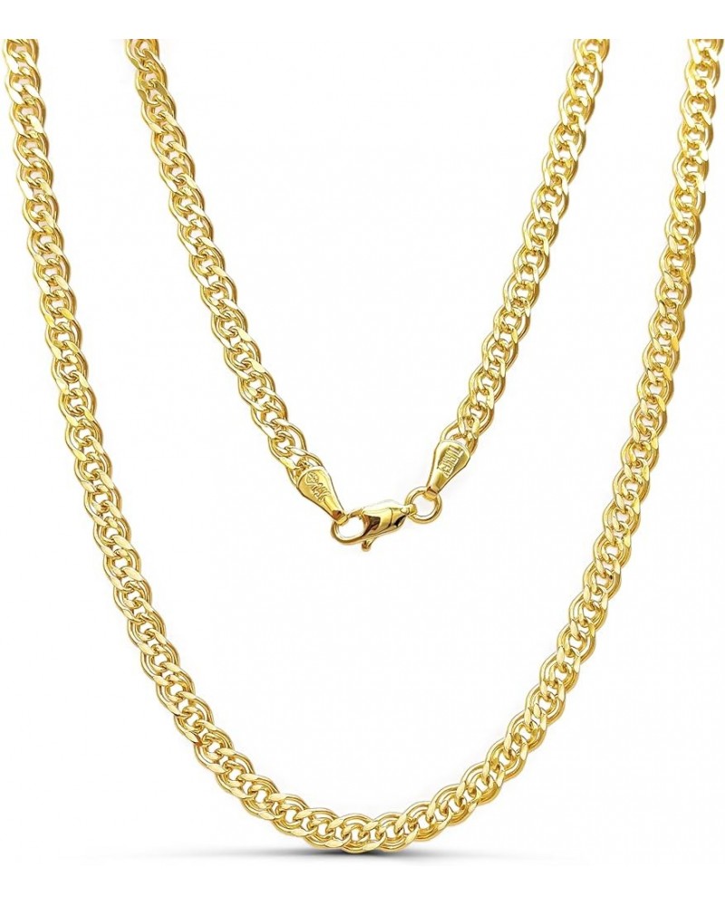 14K Gold Double Cuban Link Chain Men - 3mm 3.7mm 4.5mm Diamond Cut Link Necklace - Yellow Real Gold Chain Necklace For Women ...