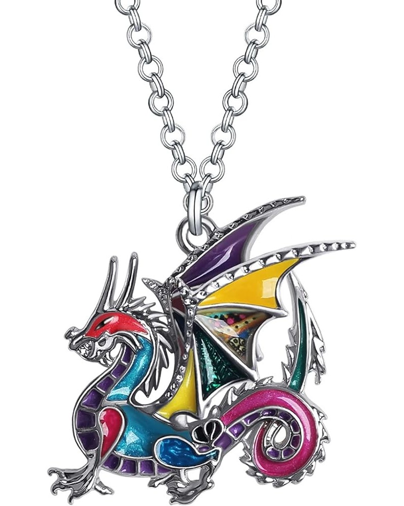 Enamel Alloy Cute Animals Dragon Necklace Fashion Ancient Dragon Pendant Jewelry for Women Girls Gifts Charms Accessories Mul...