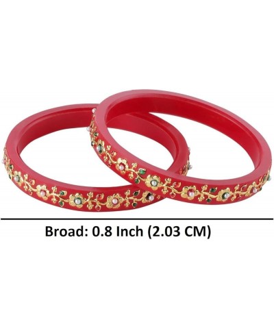 Fashion Jewelry Indian Bollywood Crystal Rhinestone Floral Wedding Bridal Bracelet Bangle Set Royal Maroon (Set of 2 Pcs) 2-4...