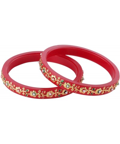 Fashion Jewelry Indian Bollywood Crystal Rhinestone Floral Wedding Bridal Bracelet Bangle Set Royal Maroon (Set of 2 Pcs) 2-4...