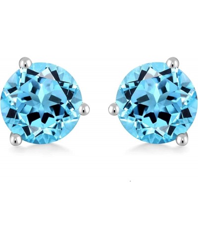 925 Sterling Silver Simulated Gemstone Birthstone Stud Earrings for Women, 1 ct and 6.5 mm Mar - Aquamarine $12.74 Earrings