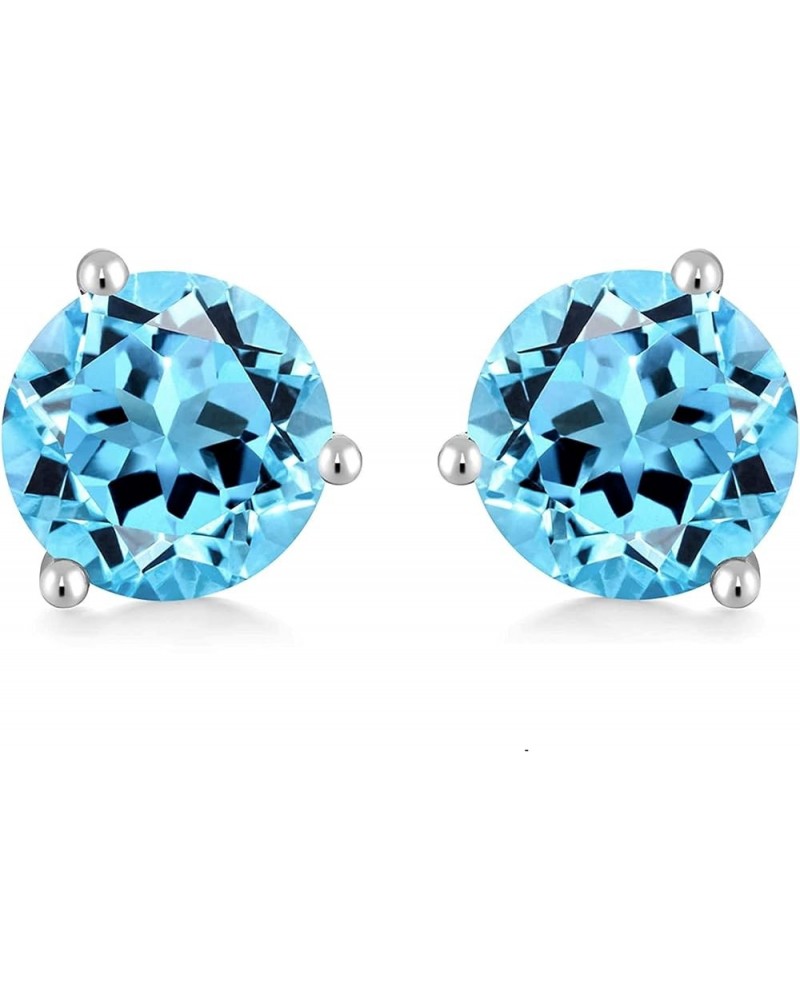 925 Sterling Silver Simulated Gemstone Birthstone Stud Earrings for Women, 1 ct and 6.5 mm Mar - Aquamarine $12.74 Earrings